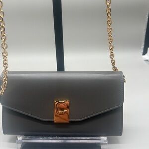 Celine C Chain Wallet On Chain Grey Leather Crossbody Bag